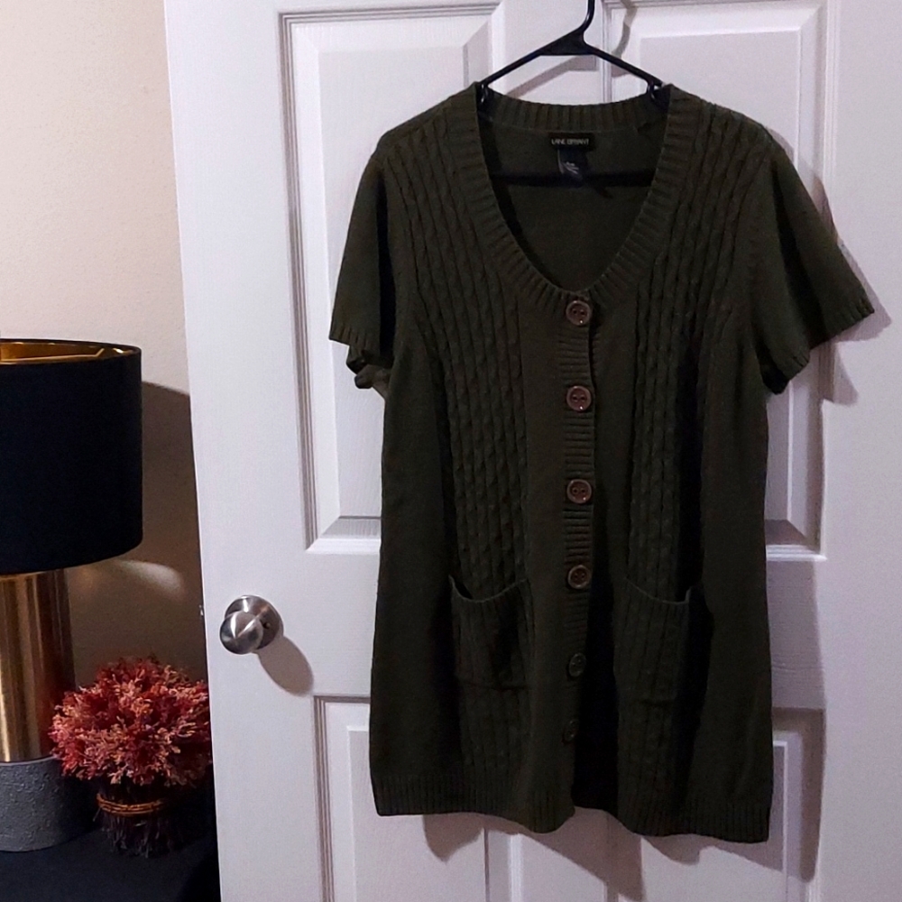 Lane Bryant size 14/16 long green cardigan